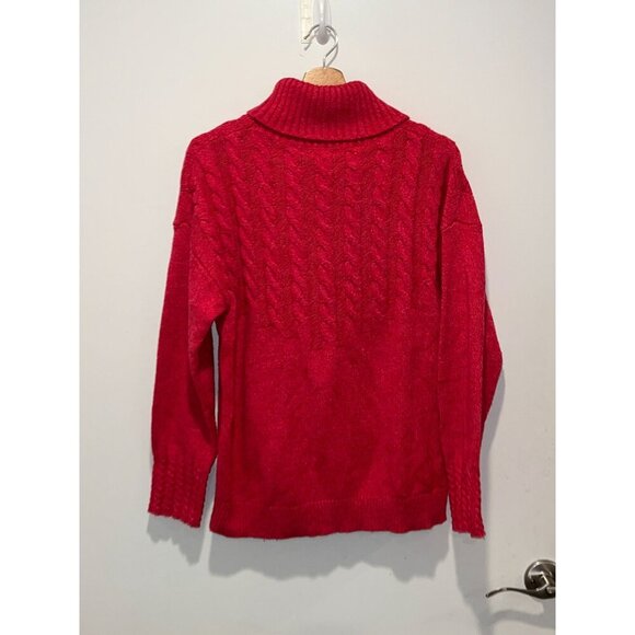 Sundance Red Cable Knit Turtleneck Long Sleeves Pullover Women's Sweater M - Picture 4 of 8